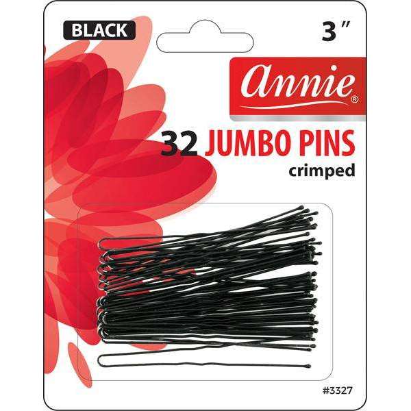 Annie Jumbo Hair Pins 3" 32Ct Black #3327