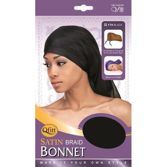 Qfitt Satin Braid Bonnet #179 Black