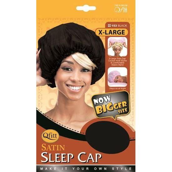 Qfitt Satin Sleep Cap #153 Black (XL)