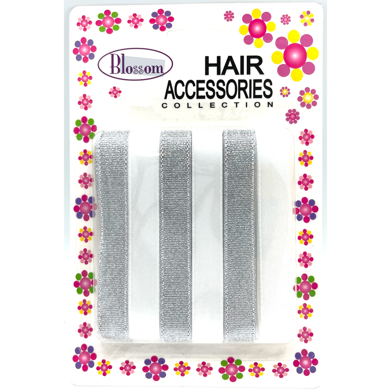 Blossom Hair Accessories Ribbons - Assorted White and Glittery Silver