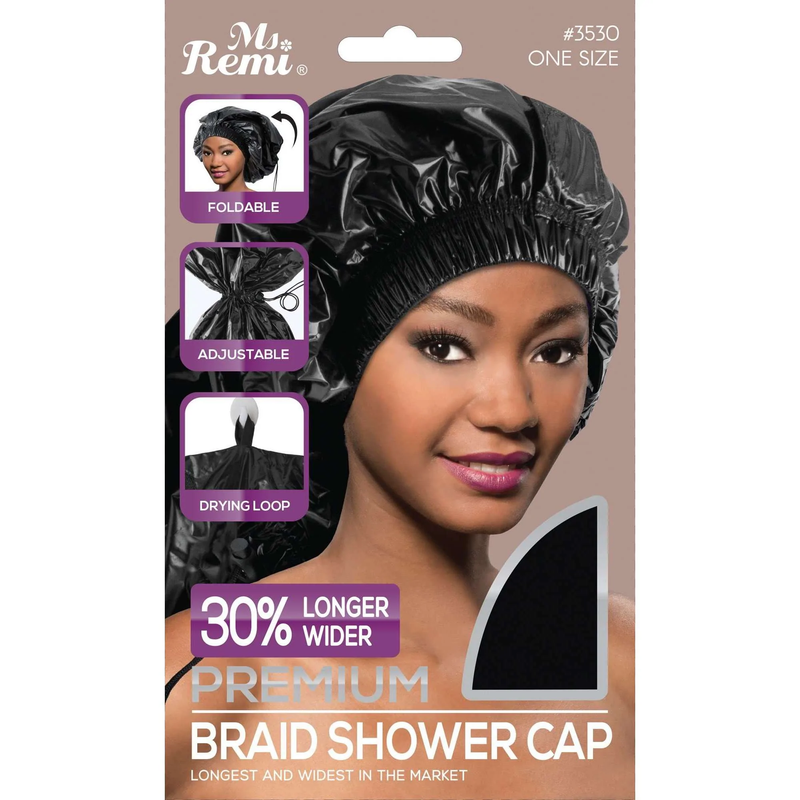 Ms. Remi Max Jumbo Braid Shower Cap Black #3530