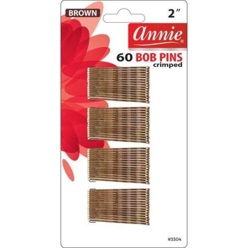 Annie 60 Count Bob Pins Crimped Brown 2″ #3304