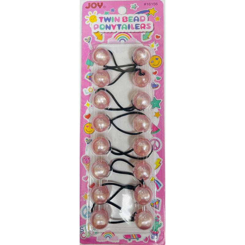 Joy Twin Beads Ponytailers 8Ct Assorted Pearl Pink #16156