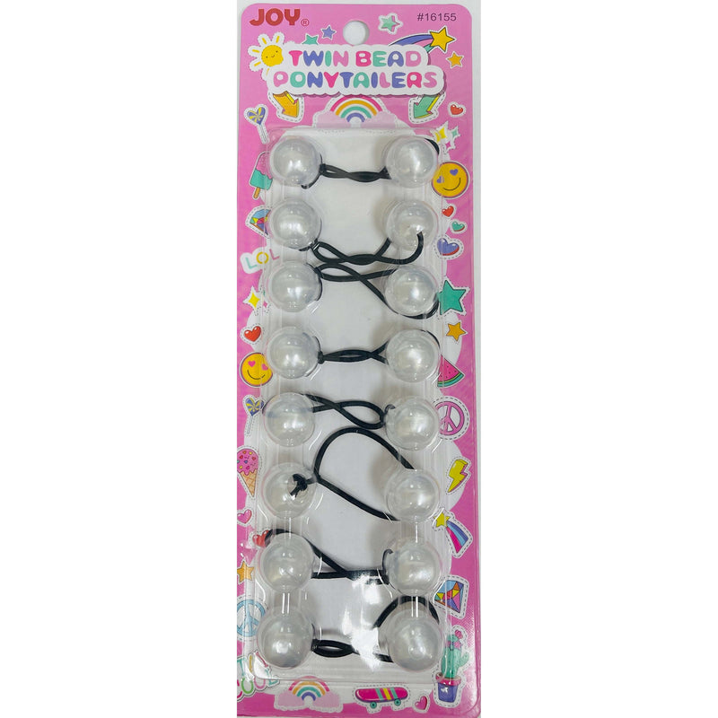 Joy Twin Beads Ponytailers 8Ct Assorted Pearl White #16155