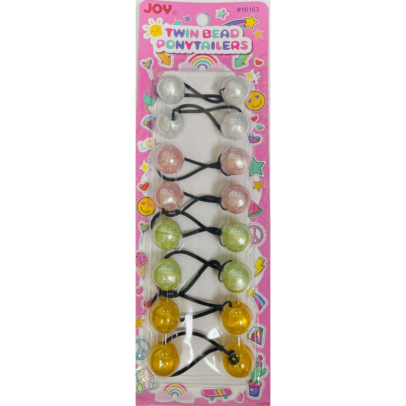 Joy Twin Beads Ponytailers 8Ct Assorted Pearl #16163