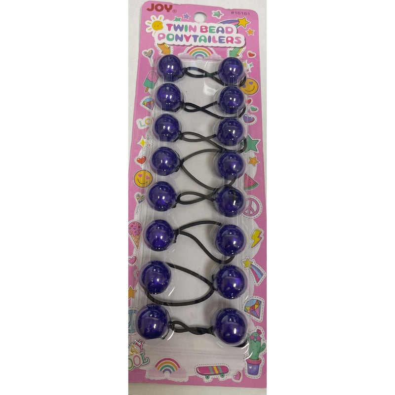 Joy Twin Beads Ponytailers 8Ct Purple #16161