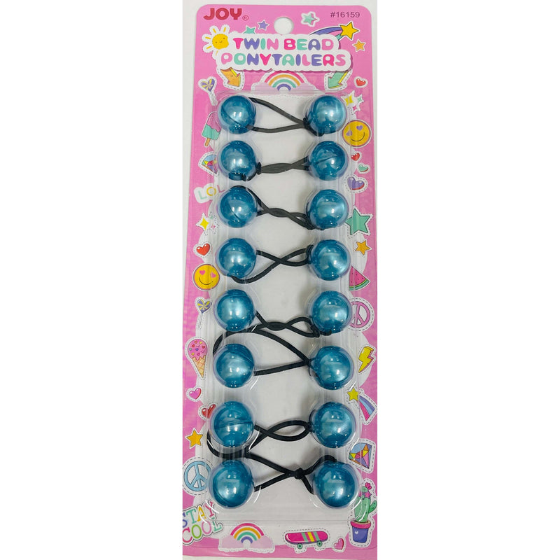 Joy Twin Beads Ponytailers 8Ct Assorted Pearl Turquoise #16159