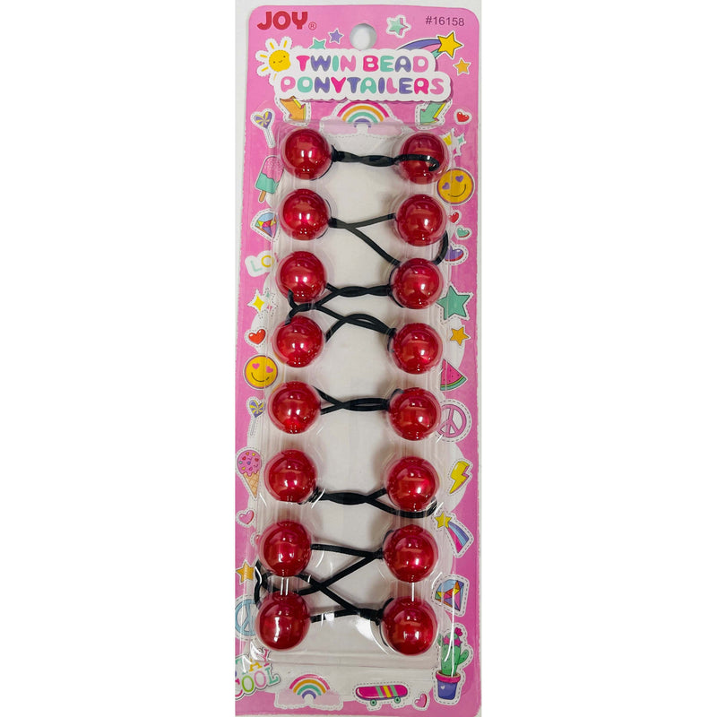 Joy Twin Beads Ponytailers 8Ct Red Pearl #16158