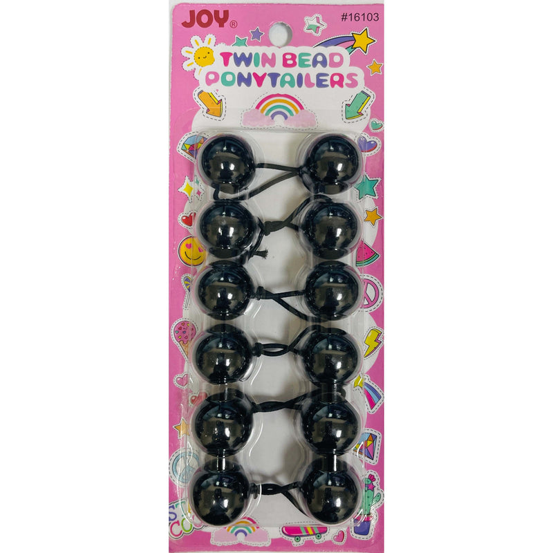 Joy Twin Beads Ponytailers 6Ct Black #16103