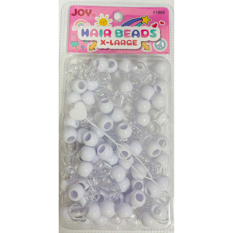 Joy Round Plastic Beads X-Large White & Clear #1866