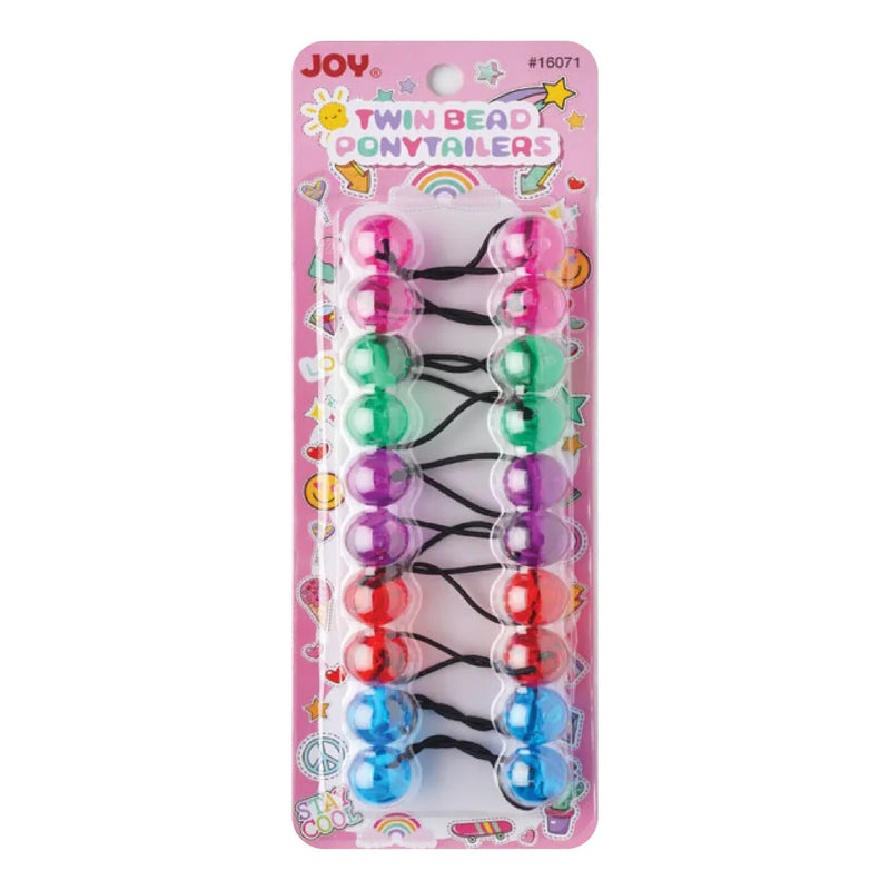 Joy Twin Beads Ponytailers 10Ct Asst Color Clear #16071