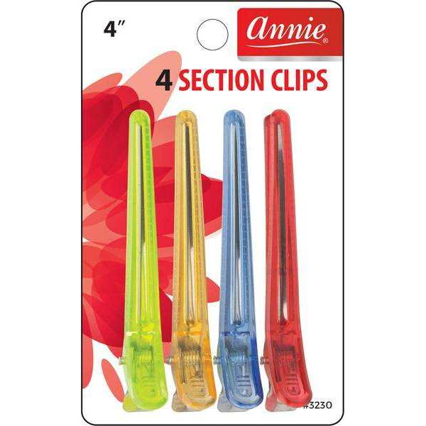 Annie Clear Section Clips 4" 4Ct #3230