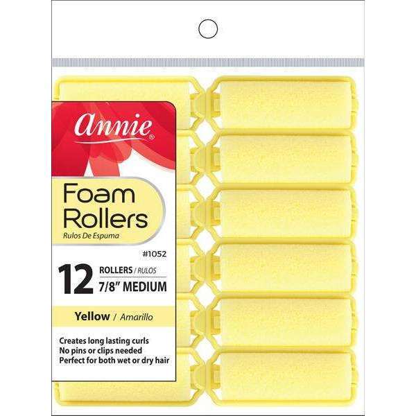 Annie Foam Rollers Medium 12Ct Yellow #1052