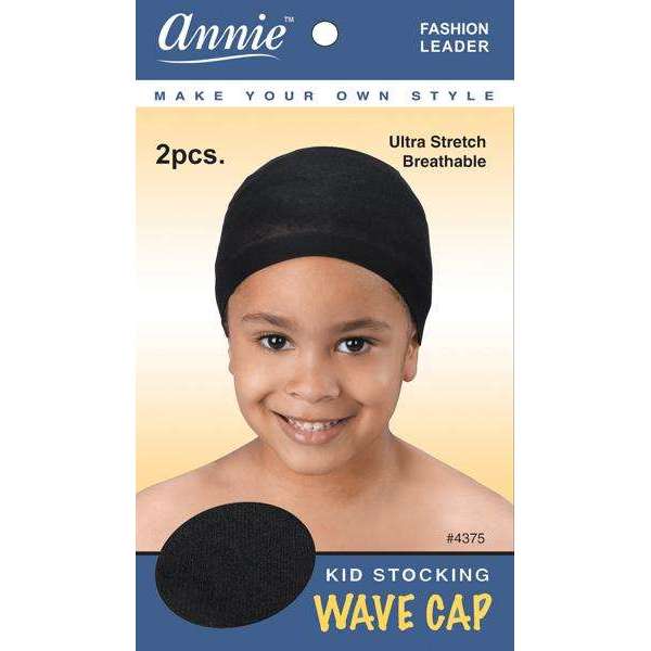 Annie Kid Stocking Wave Cap 2Pc BLK #4375