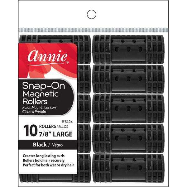 Annie Snap-On Magnetic Rollers Size XL 8Ct Black #1232