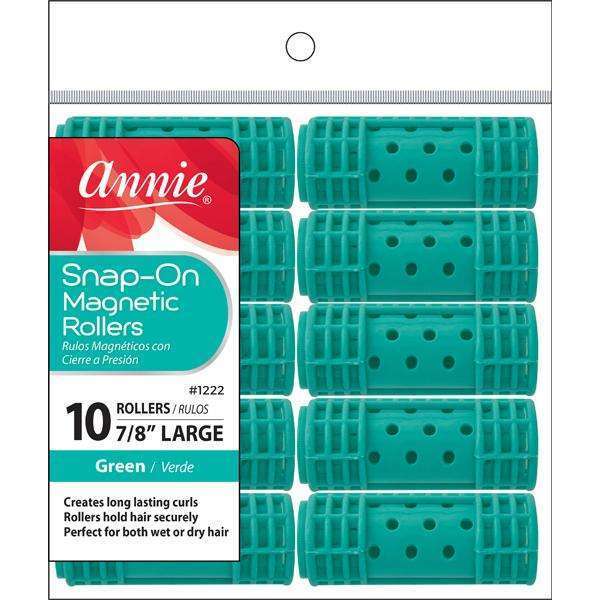 Annie Snap-On Magnetic Rollers Size L 10Ct Green #1222