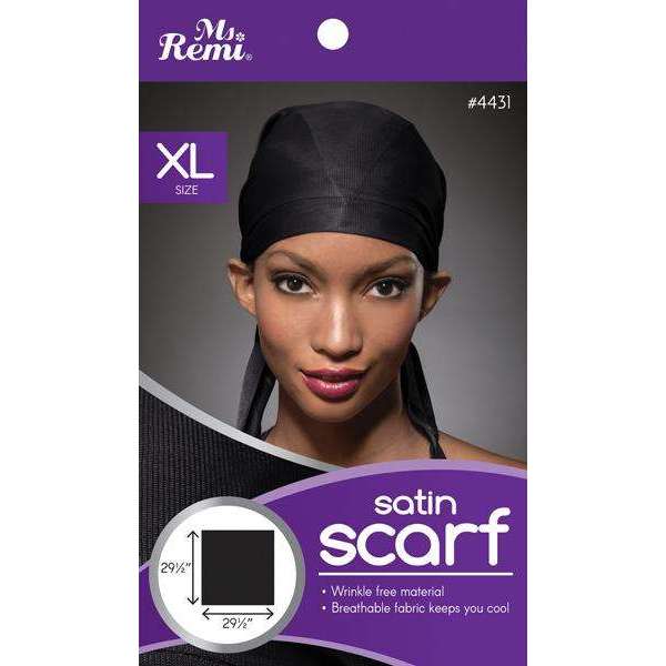 Ms. Remi Satin Scarf XL Black #4431
