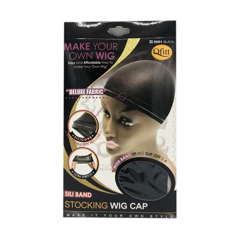 Qfitt Sili Band Stocking Wig Cap #5001 Black