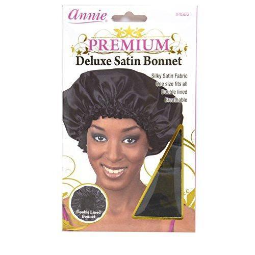 Annie Premium Deluxe Satin Bonnet Black Universal Size #4566