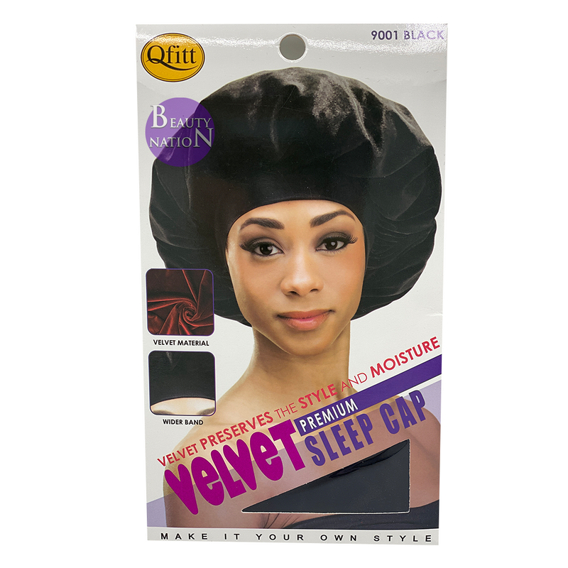 Qfitt Velvet Premium Sleep Cap #9000/#9001 Black