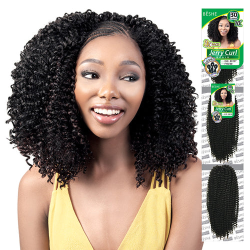 Beshe Synthetic 3X Pre-Looped Jerry Curl Crochet Braid 10" CJC.3X10