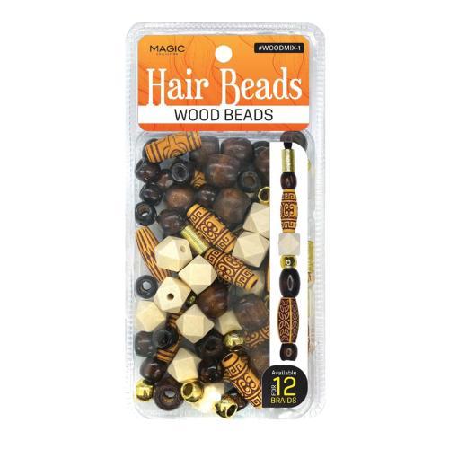 Magic Collection Wood Hair Beads For 12 Braids #WOODMIX-9