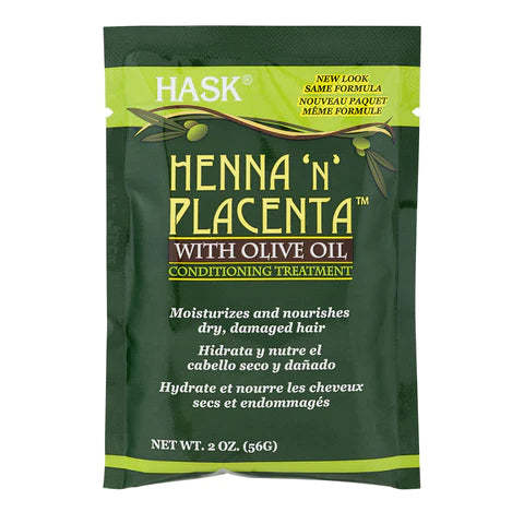 Hask Henna 'N' Placenta with Olive Oil Conditioning Treatment, 2 Ounce
