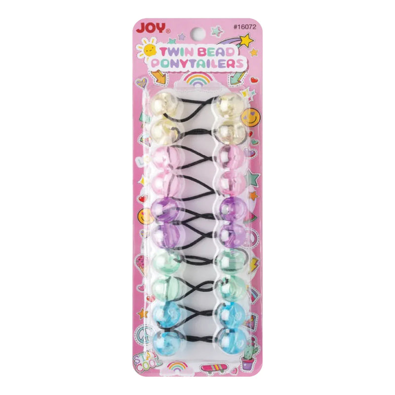 Joy Twin Beads Ponytailers 10Ct Clear Pastel #16072