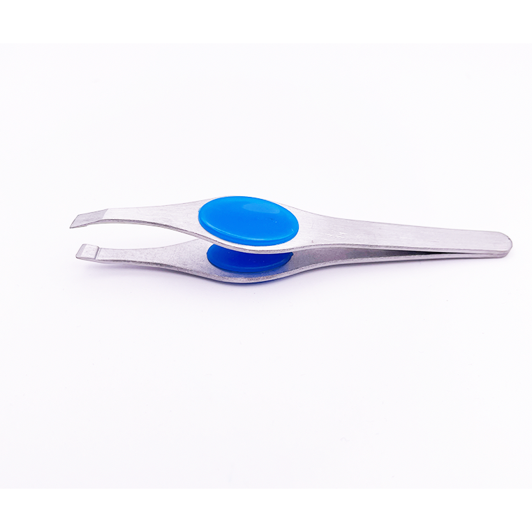 Slant Tip Tweezer with Blue Grips