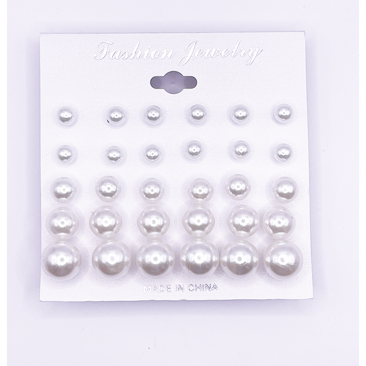 Multi-Pack Pearl Earrings Assorted Sizes - #M005