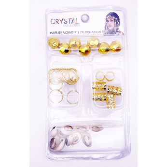 Crystal Braid Charms w/ Shell, Rings, Tubes, Hexagonal Balls - Gold