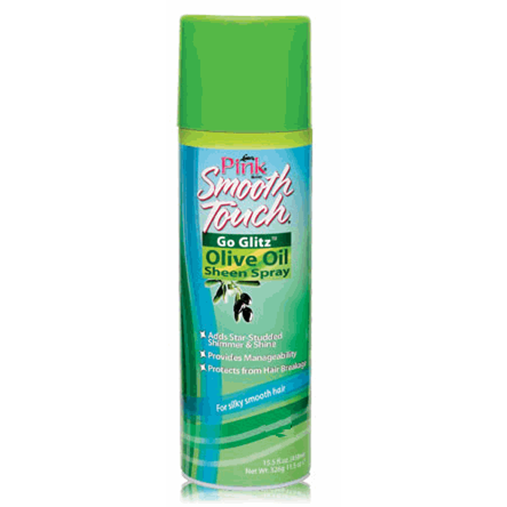 Pink Smooth Touch Olive Oil Go Glitz Sheen Spray 15.5 oz