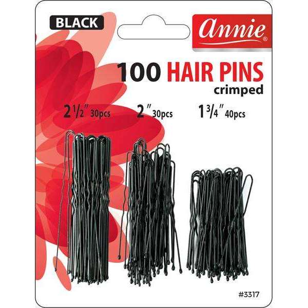 Annie Hair Pins 2 1/2" And 2" & 1 3/4" 100Ct Black #3317