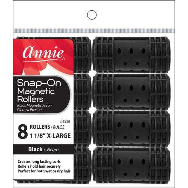 Annie Snap-On Magnetic Rollers Size XL 8Ct Black #1231