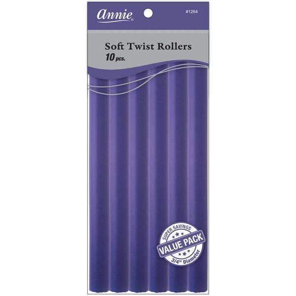 Annie Soft Twist Rollers 10in 10ct Purple Value Pack - #1264