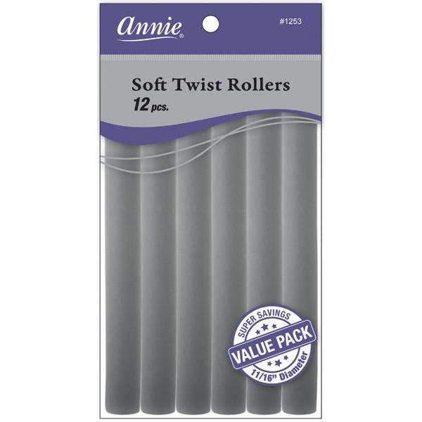 Annie Soft Twist Rollers 7in 12ct Gray Value Pack - #1253