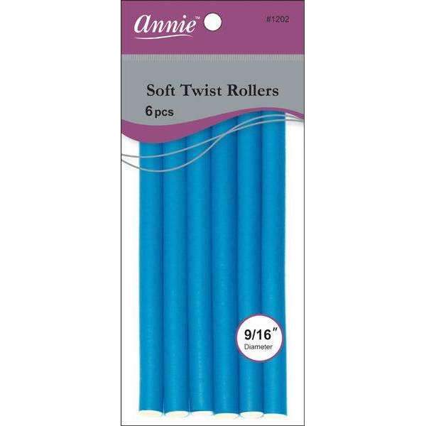 Annie Soft Twist Rollers 7in 6ct Blue - #1202