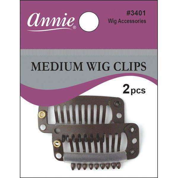 Annie Wig Clips Medium 2Ct Brown #3401