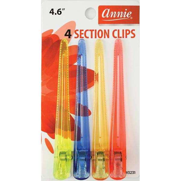 Annie Clear Section Clips 4.6" 4Ct #3231