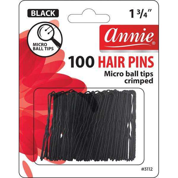 Annie Hair Pins 1 3/4In 100Ct Black Microball Tipped #3112