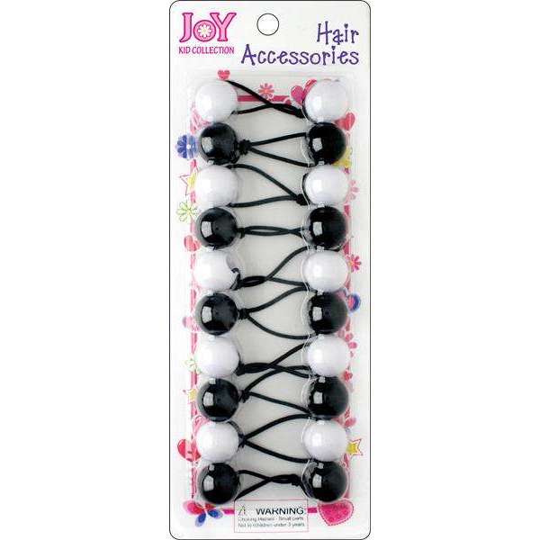 Joy Twin Beads Ponytailers 10Ct Black & White #16052