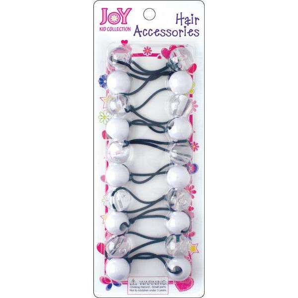 Joy Twin Beads Ponytailers 10Ct White & Clear  #16054