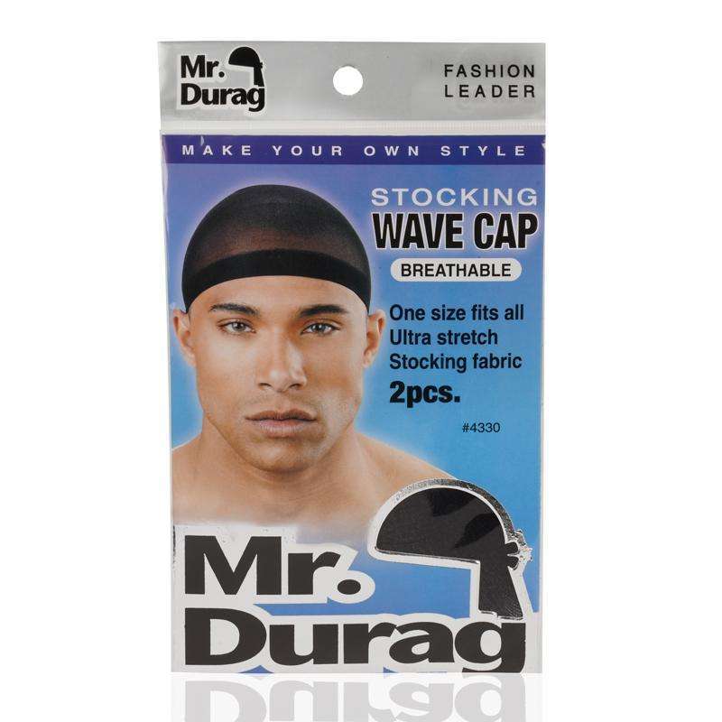 Mr. Durag Stocking Wave Cap w Wide Band 2Pc Black #4330