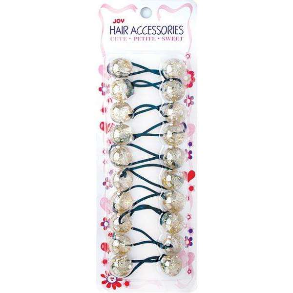 Joy Twin Bead Ponytailers 10ct Clear w/ Gold Glitter #16259