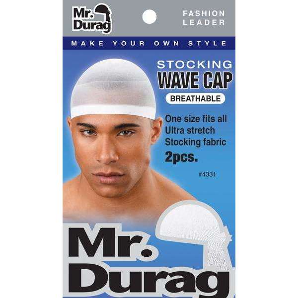 Mr. Durag Stocking Wave Cap 2Pc White #4331