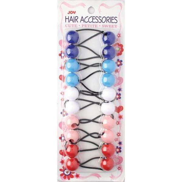 Joy Twin Beads Ponytailers 10Ct Asst Color #16090