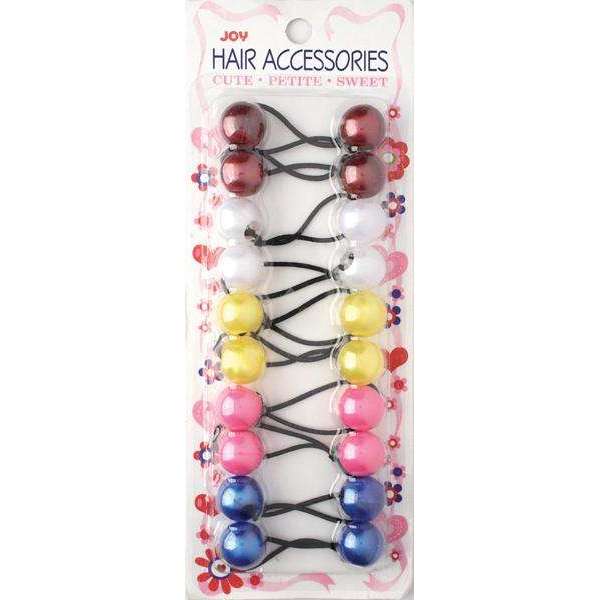 Joy Twin Beads Ponytailers 10Ct Asst Color #16087