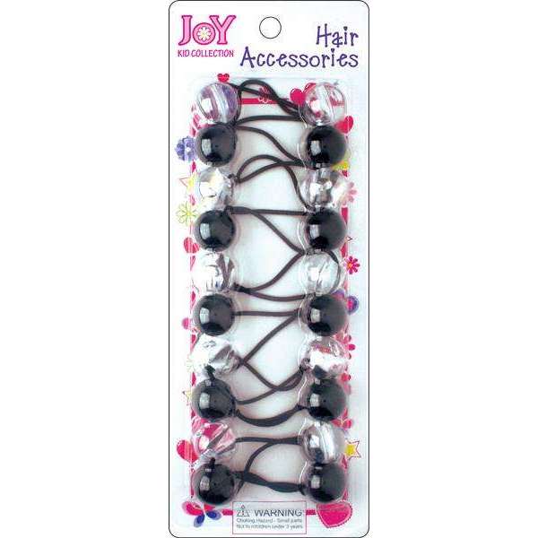 Joy Twin Beads Ponytailers 10Ct Black & Clear #16053