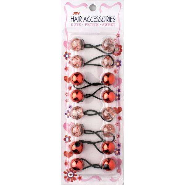 Joy Twin Beads Ponytailers 8Ct Assorted Red #16272