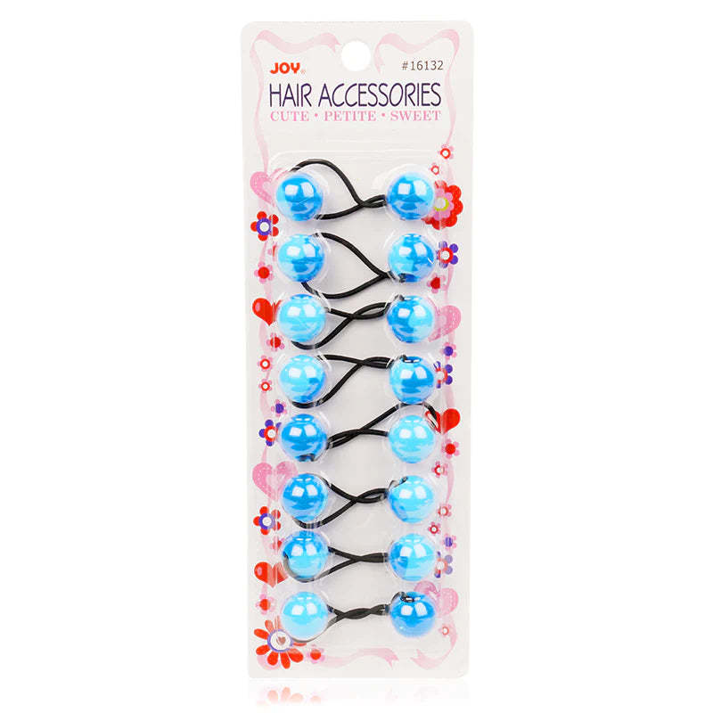 Joy Twin Beads Ponytailers Blue 20mm 8ct #16132